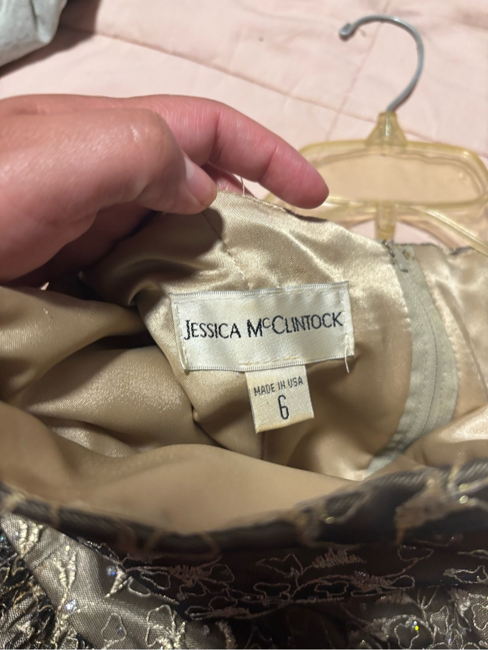 Vintage Jessica McClintock Gold Strapless
Lace Party Dress Size 6P - Picture 4 of 7